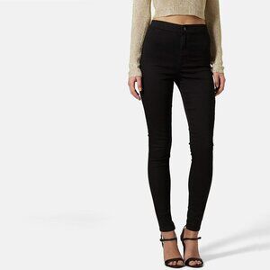 2/$30 Topshop Moto Joni Jeans High Rise Skinny Pure Black W28 #9345